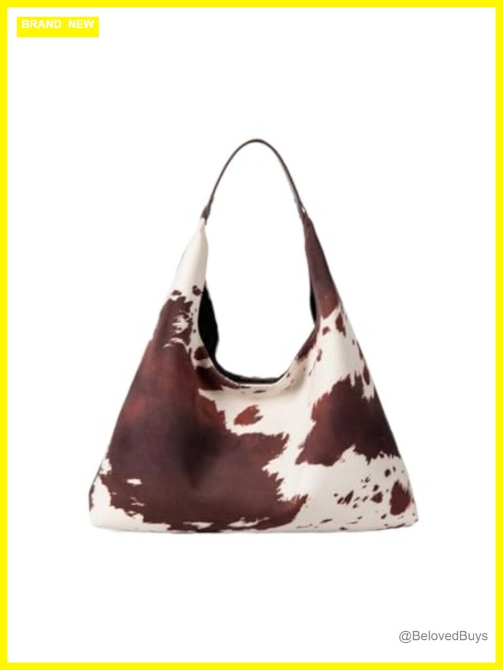 Suede Brown Cow Print Hobo Tote Bag Large Capacity Fall Purse